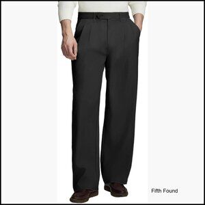Men's Pleated Wide Leg Dress Pants Elastic Waist Vintage Style Work Office